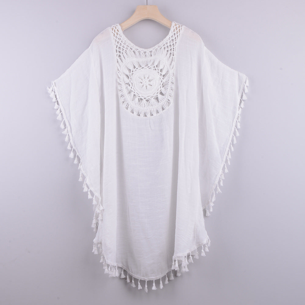 Off-The-Shoulder Large Size Fringed Bikini Blouse