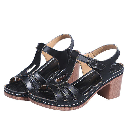 Women's High Heel Sandals with Buckle