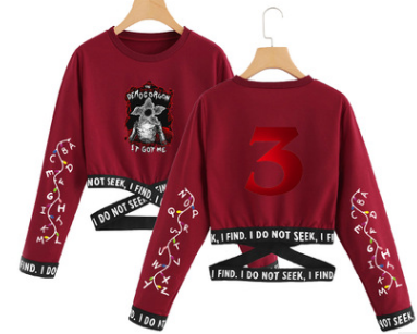 Stranger Things 3 Cropped Long Sleeve Sweatshirt