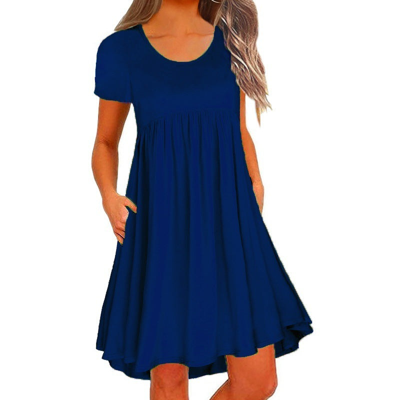Women's Simple Solid Color Short Sleeve Dress