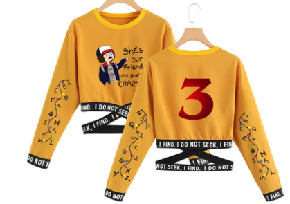 Stranger Things 3 Cropped Long Sleeve Sweatshirt