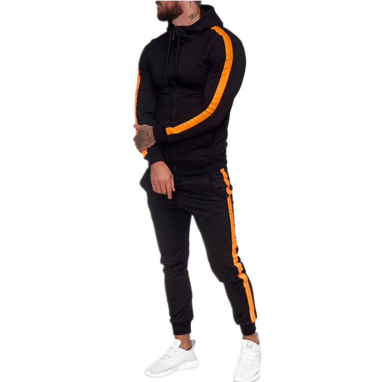 Men's Hooded Zip-Up Athletic Tracksuit Set — 2-Piece Sportswear