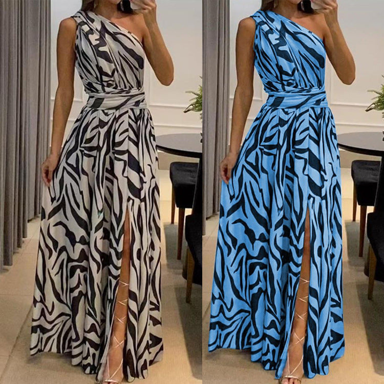 Summer Women's Sexy Open Back One Shoulder Dress