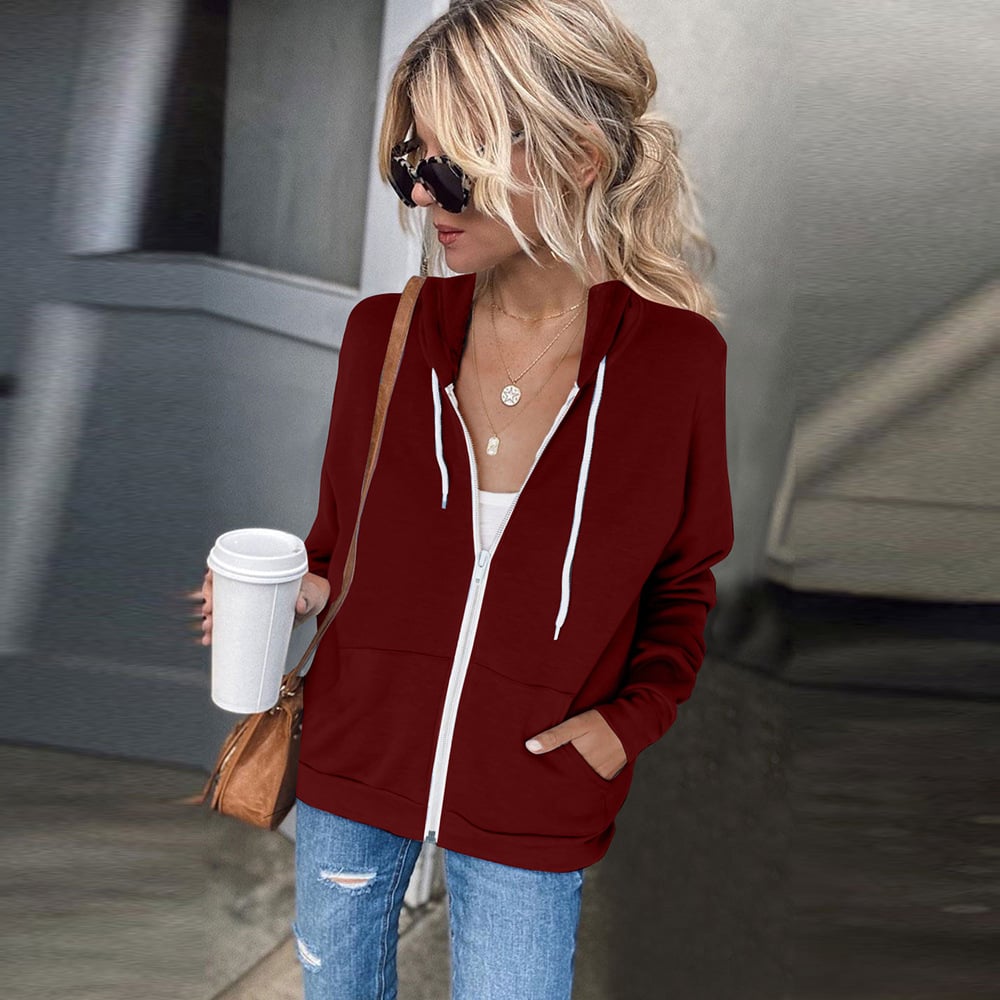 Women's Solid Color Hooded Sweatshirt | Cozy Long Sleeve Pullover | 10 Colors | S–2XL