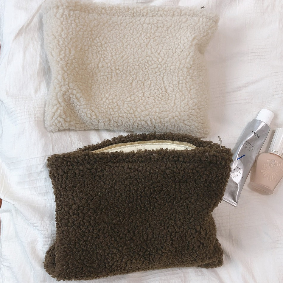 Plush Lambwool Makeup Pouch and Organizer Bag