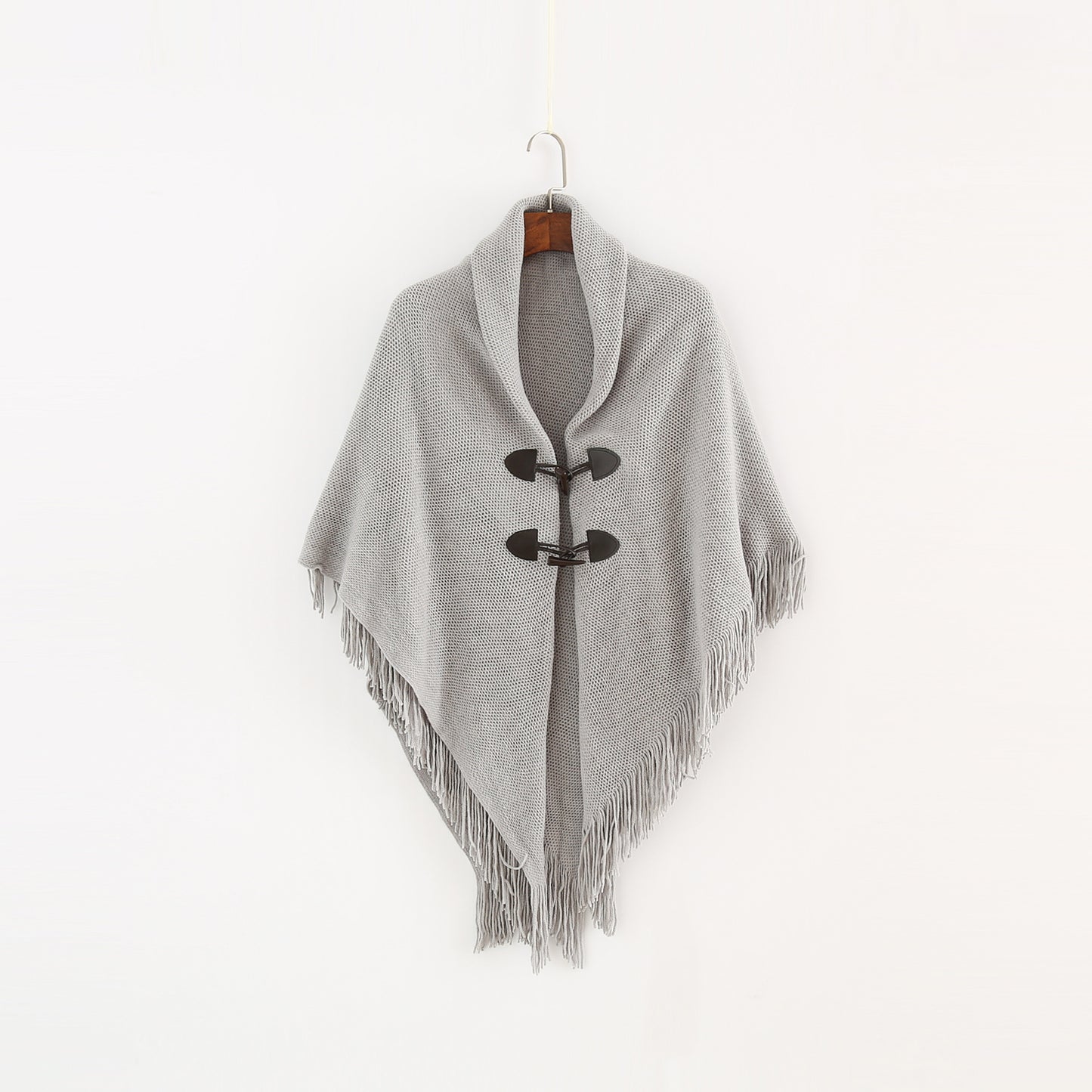 Fashion Button Cardigan with Hooded Cashmere Scarf