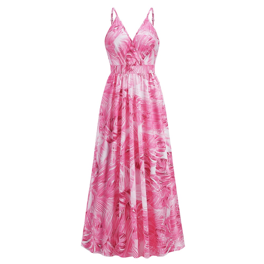 Summer Floral Long Swing Dress for Beach Holidays