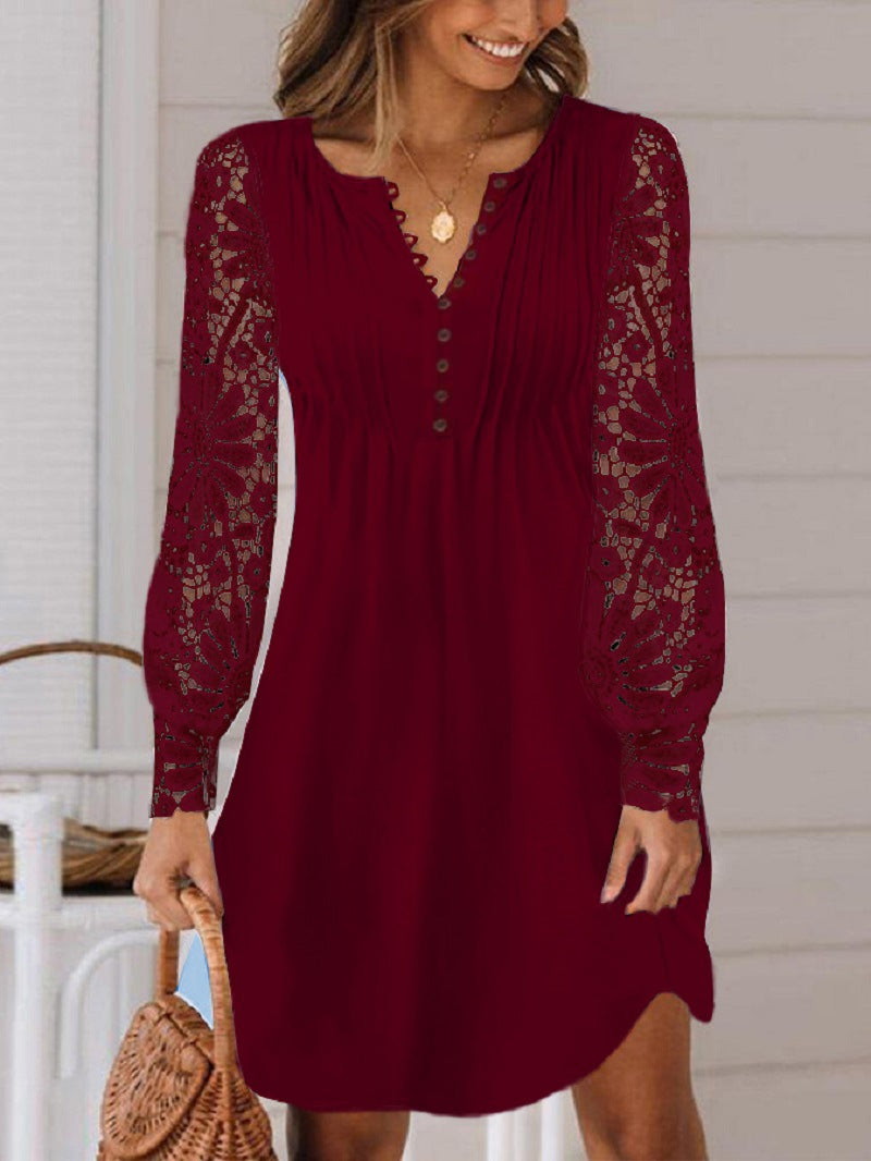 Spring Summer's Lace Long Sleeve Dress
