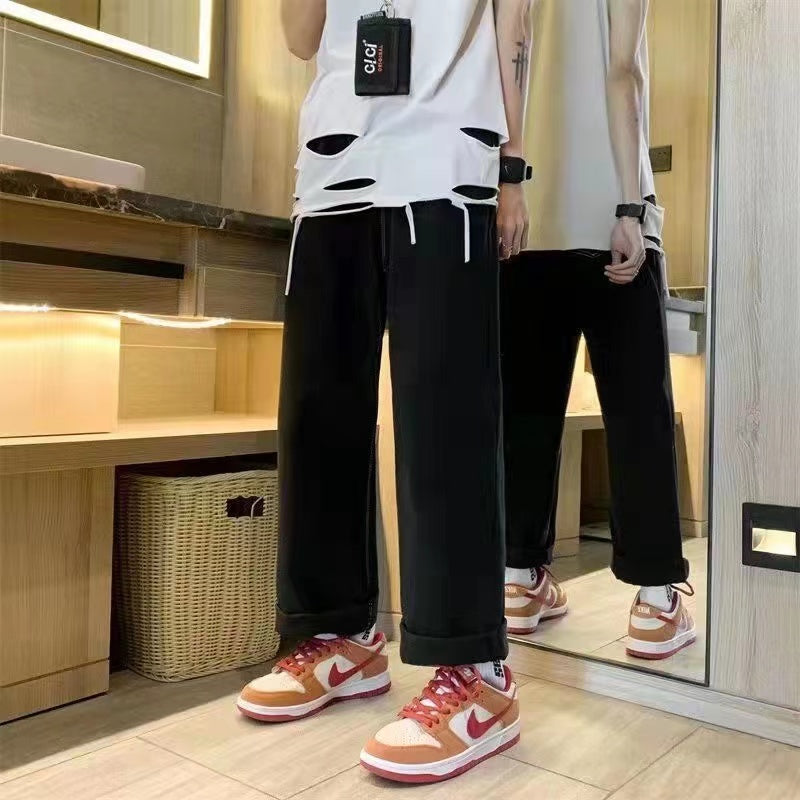 Men's Black Star Printed Baggy Jeans — Streetwear Fashion