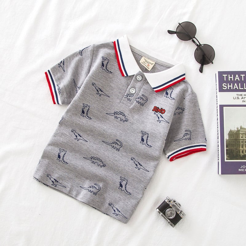 Summer Cartoon Pattern Boy's Casual Short Sleeve Shirt