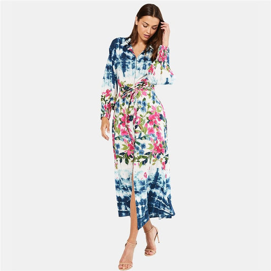 Printed Beach Blouse and Bikini Swimsuit Set