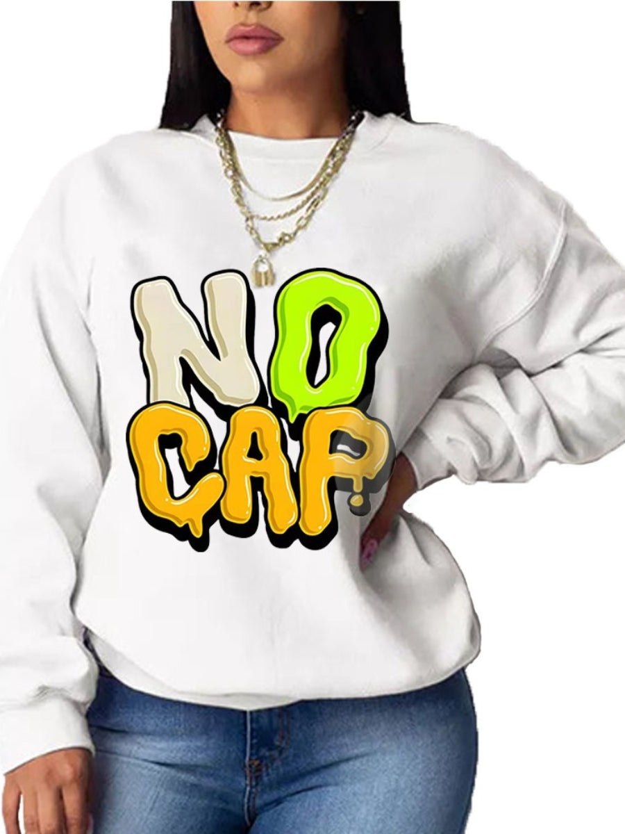Women's Plus Size Letter Print Drop Shoulder Sweatshirt