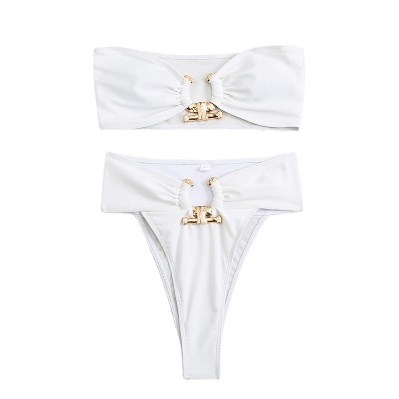 High Waist Sexy Tube Top Bikini Set for Women