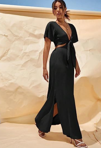 Women's Extra Long A-Line Front Lace-Up Dress