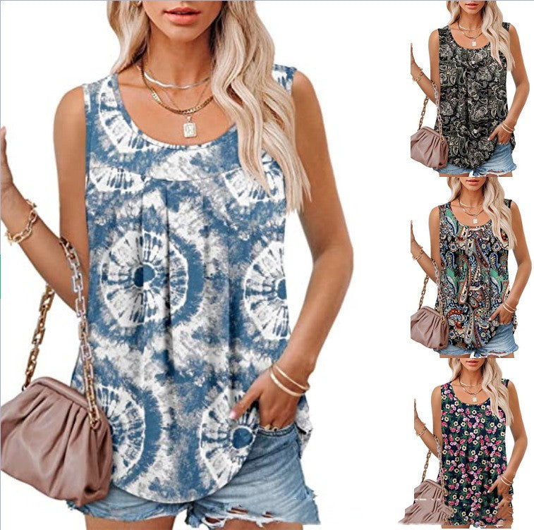 Women's Loose-Fit Sleeveless Printed Vest Top