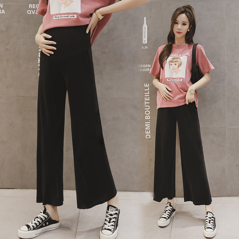 Spring Summer Maternity Wide-leg Casual Trousers