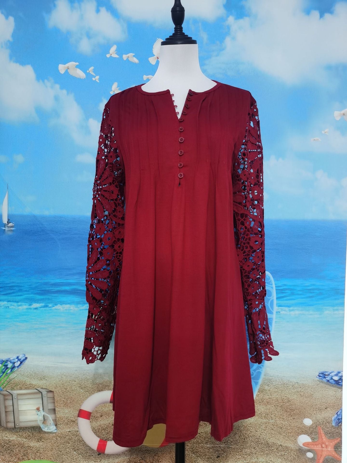 Spring Summer's Lace Long Sleeve Dress