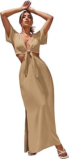 Women's Extra Long A-Line Front Lace-Up Dress