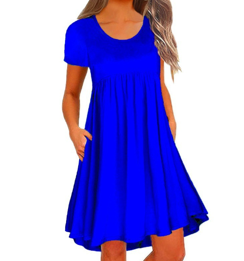 Women's Simple Solid Color Short Sleeve Dress