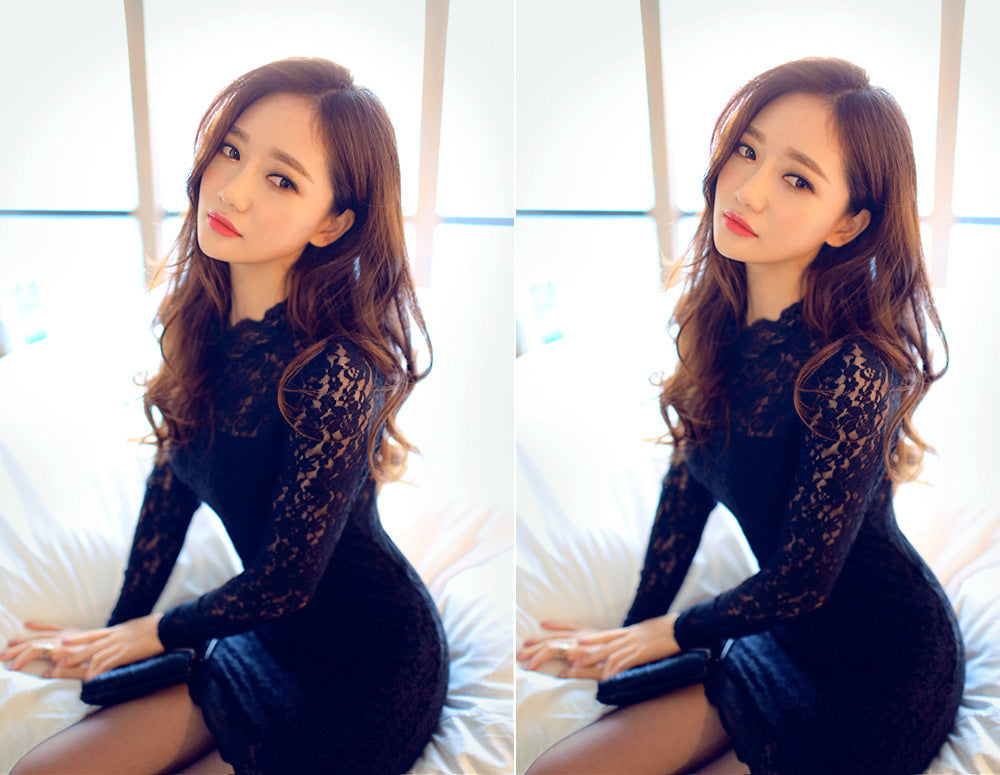 Lace Dress and Bodysuit with Tight-Fitting Skirt