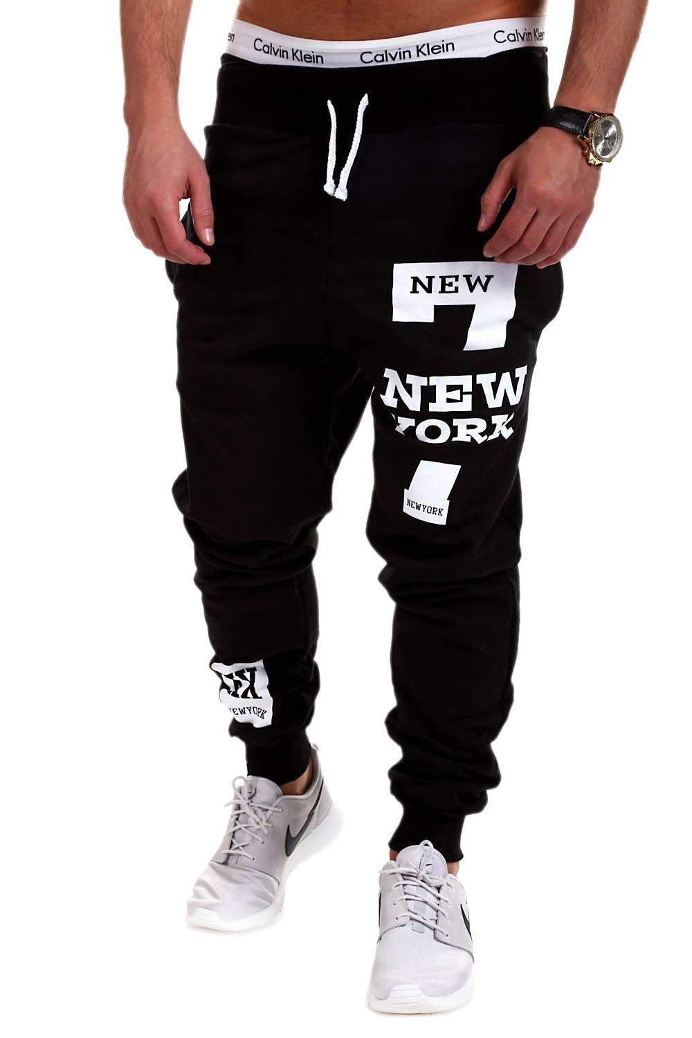 Fashionable Athletic Pants with New York Letter Print