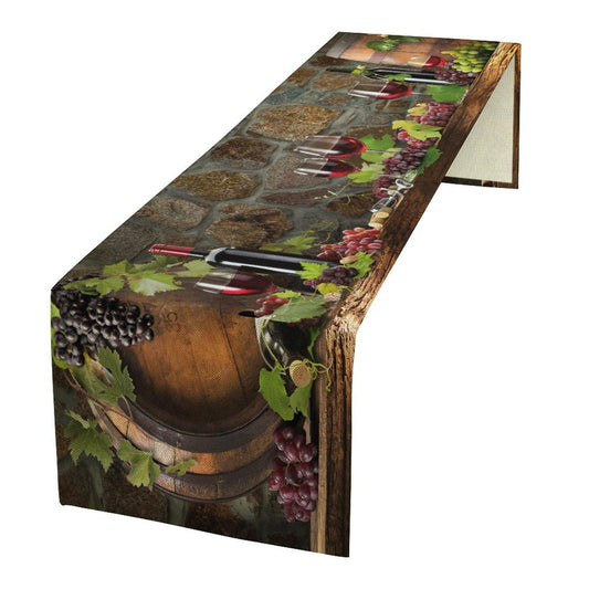 Red Wine Table Runner Rectangle Wine Glass Wine Bottle Grapes Printed Pattern for Dining Room Kitchen Living Room OutdoorHoliday and Party Table Decor 13x70 Inch