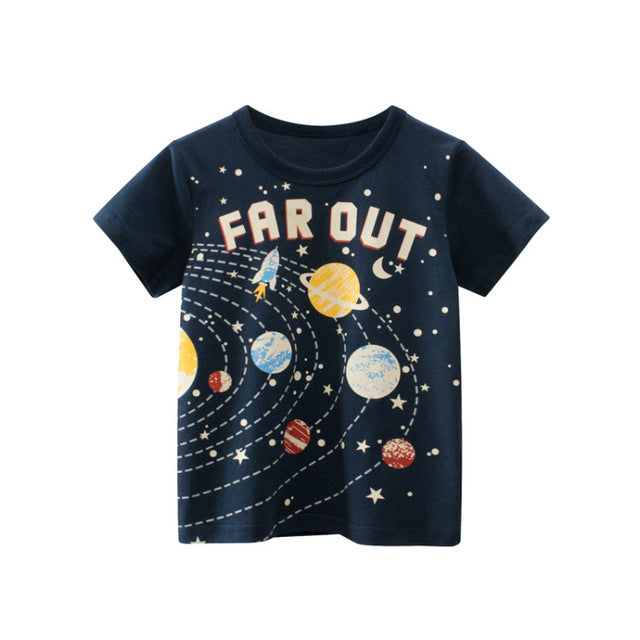 Summer Boys' Short Sleeve Cartoon T-Shirt - Cotton