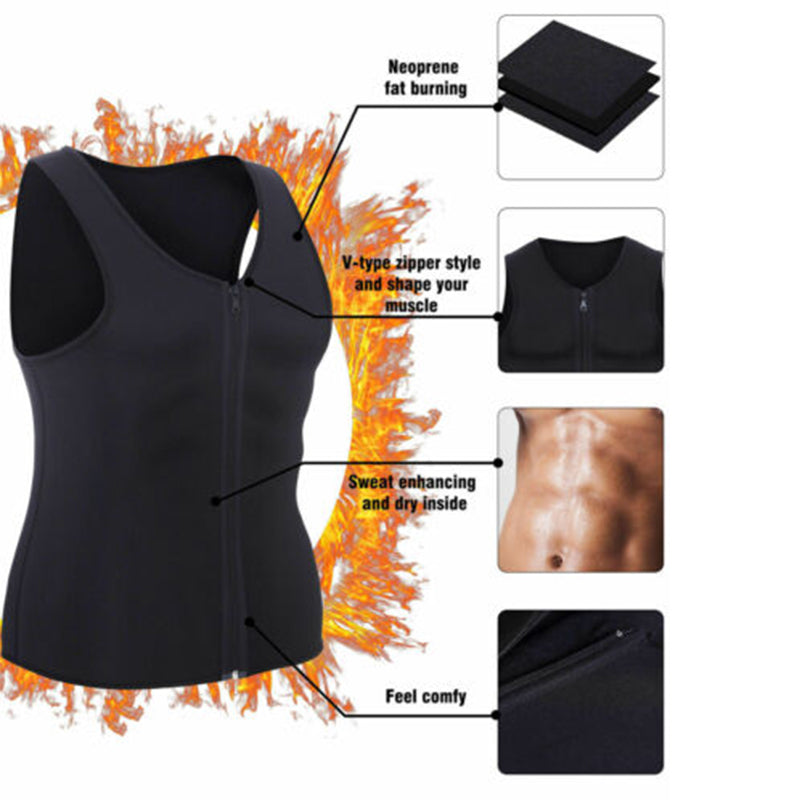 Men's Neoprene Waist Trainer Vest — Weight Loss Sauna Suit