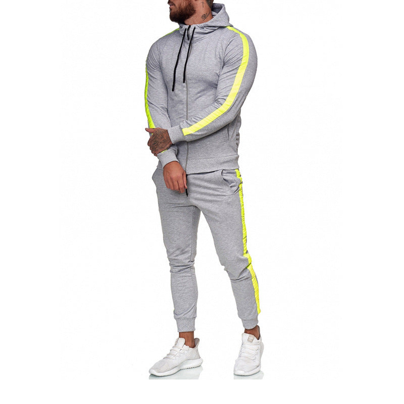 Men's Hooded Zip-Up Athletic Tracksuit Set — 2-Piece Sportswear