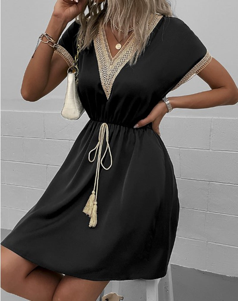 Amazon Women's Plain Lace V-Neck Dress