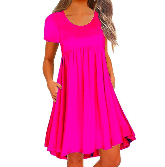 Women's Simple Solid Color Short Sleeve Dress