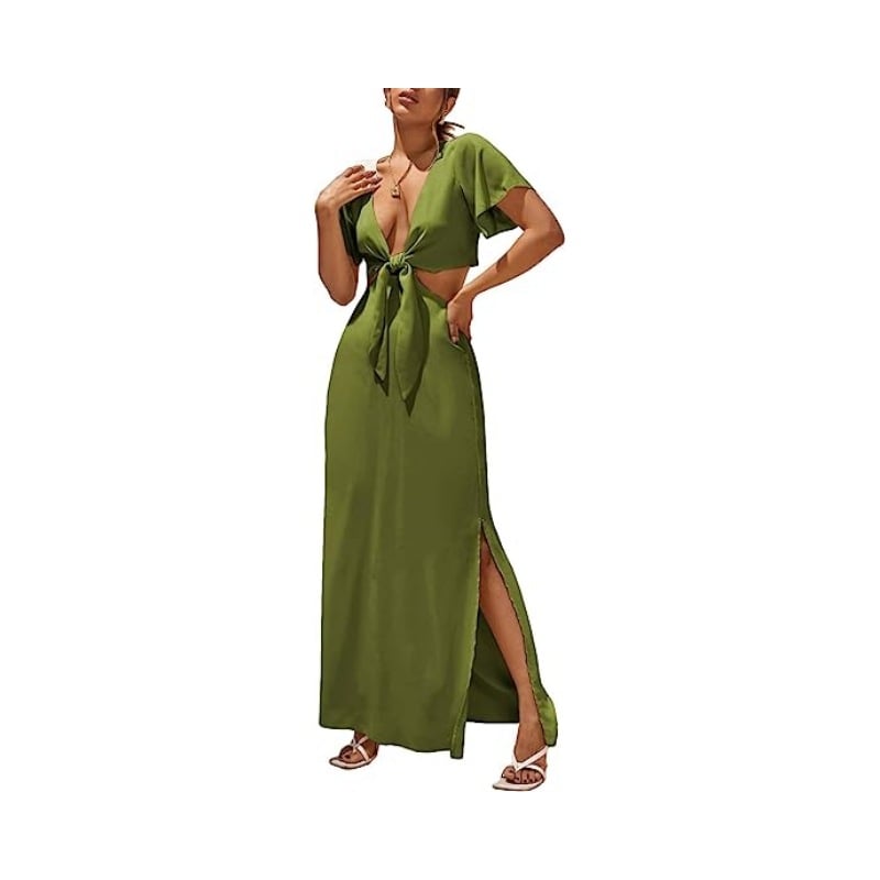 Women's Extra Long A-Line Front Lace-Up Dress