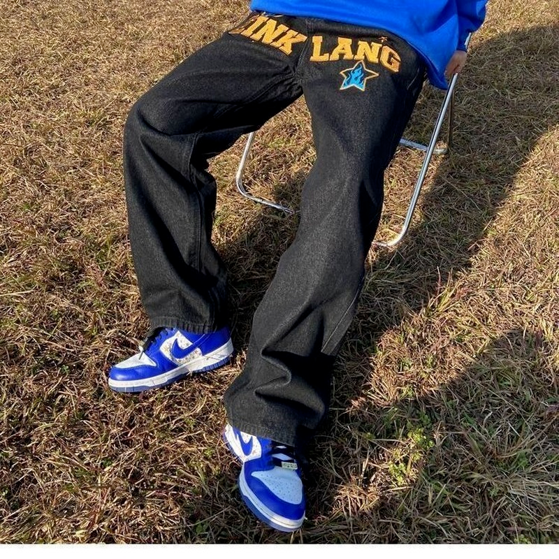 Men's Retro American Hip-Hop Wide Leg Jeans — Streetwear