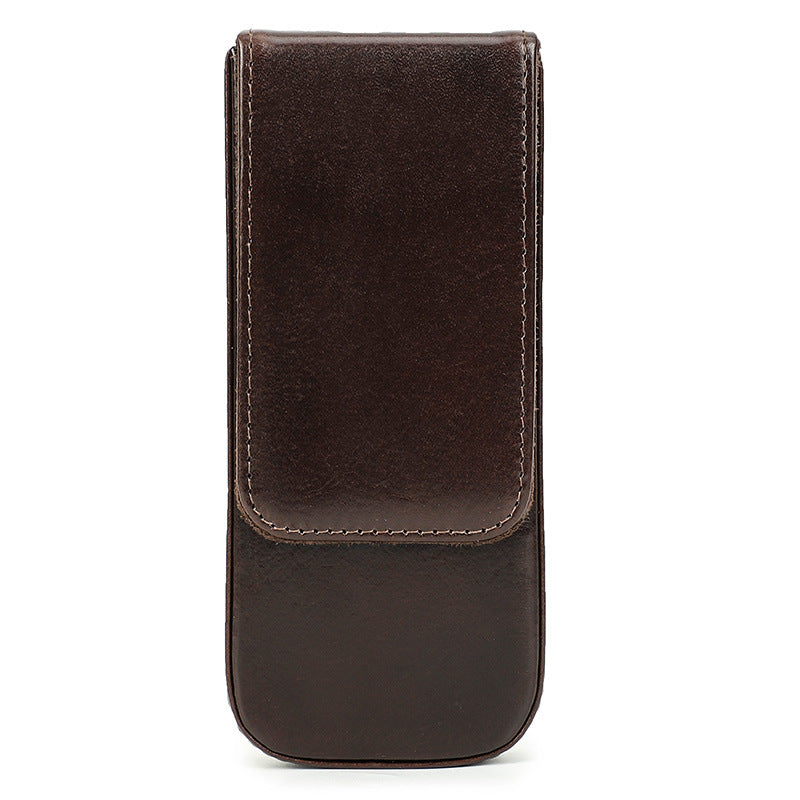 Handmade Leather Pen Case with Magnetic Drawer (Set of 3)