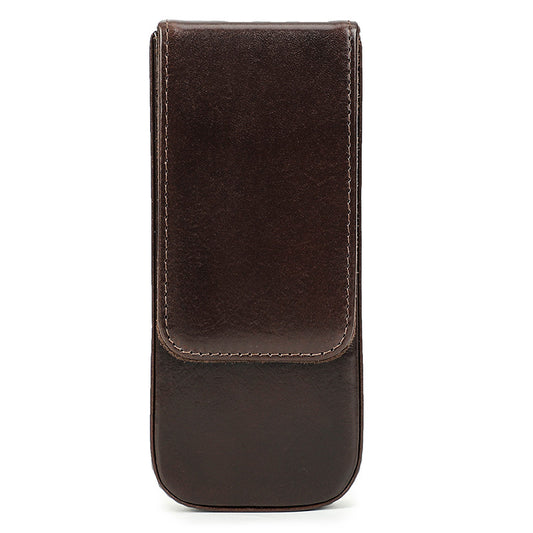 Handmade Leather Pen Case with Magnetic Drawer (Set of 3)