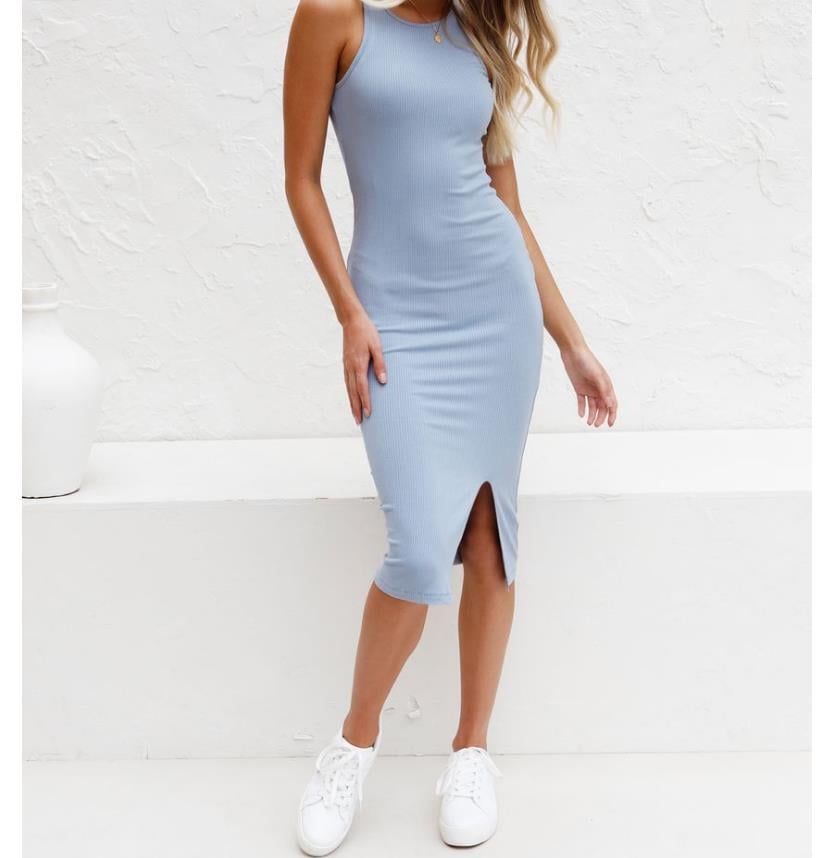Women's Solid Color Long Vest Dress — Sleeveless Maxi Style