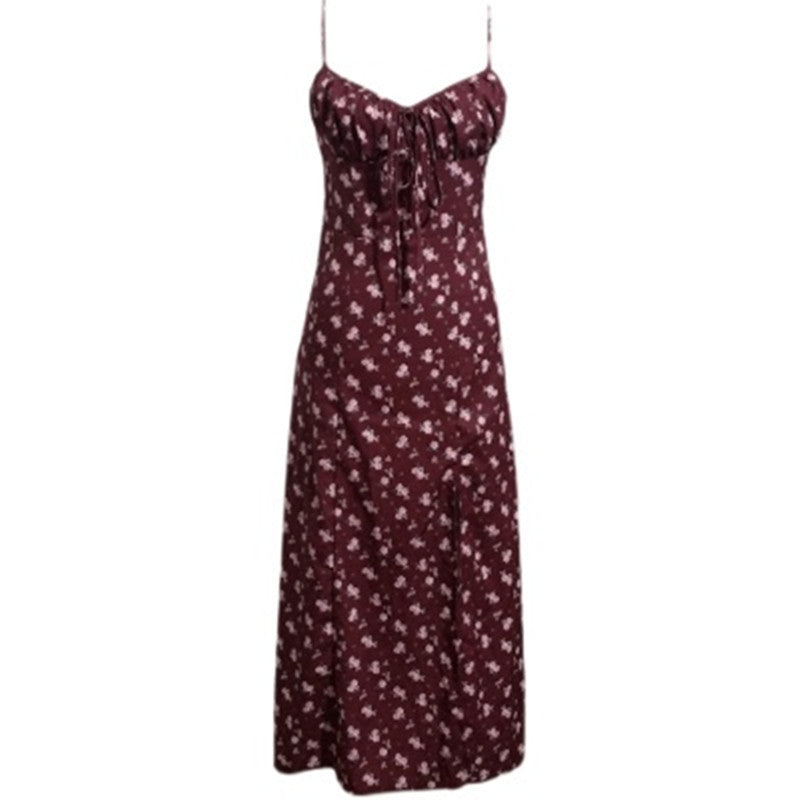 Summer Floral Lace-up Backless Dress for Women