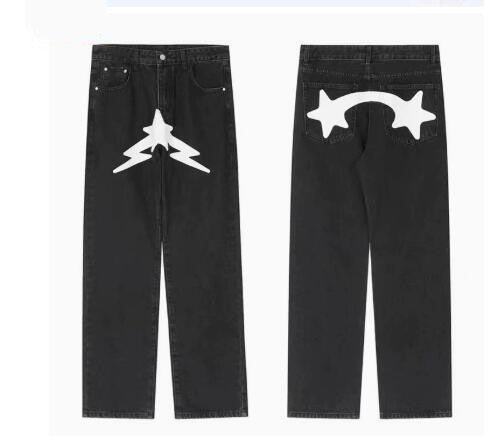 Men's Black Star Printed Baggy Jeans — Streetwear Fashion