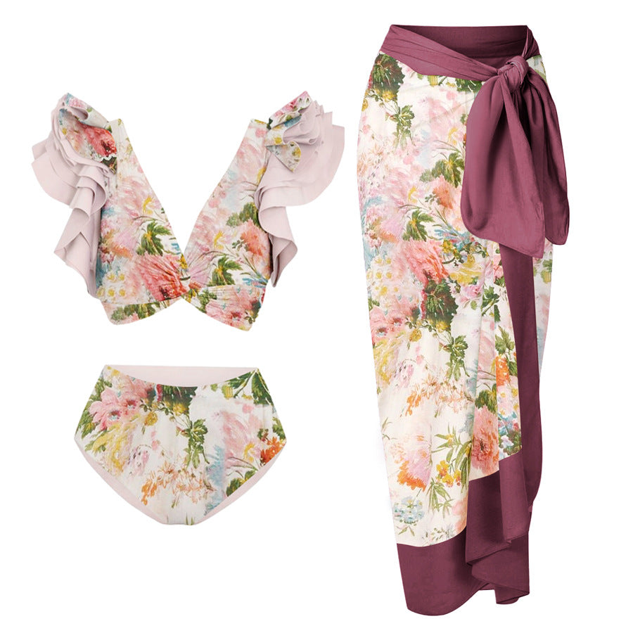 Women's Sexy One-Shoulder Bikini Set with Embellishments