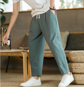Summer Men's Cotton Linen Casual Trousers (One Piece)