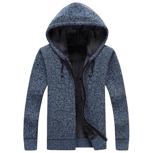 Men's Casual Hooded Cardigan - Warm Velvet Sweater
