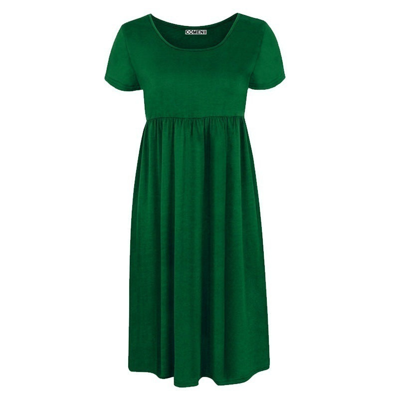 Women's Simple Solid Color Short Sleeve Dress