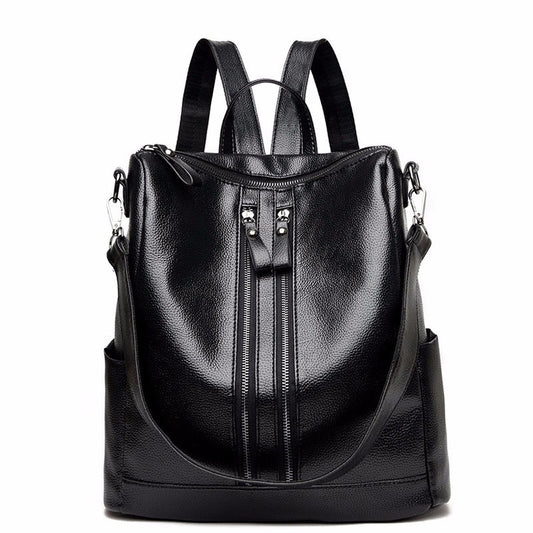 Soft Leather Versatile Backpack for Moms