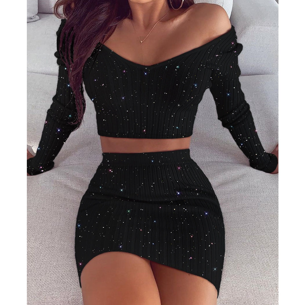 Wepbel Women's Summer 2-Piece Off-Shoulder Outfit Set