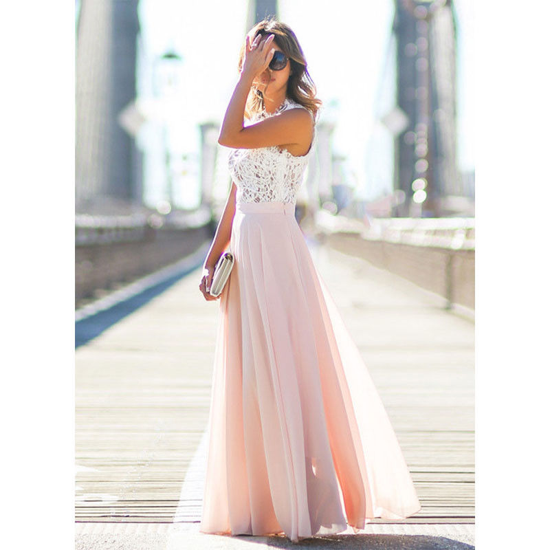 Hot Women's Long Chiffon V-Neck Evening Dress