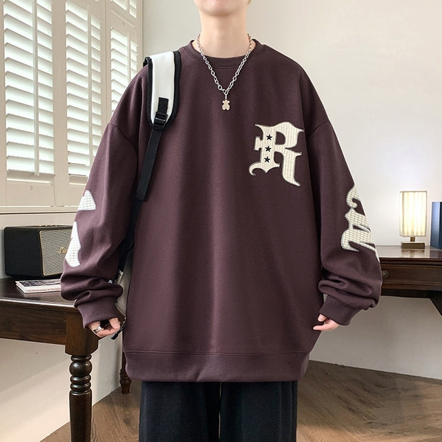 Men's Drop Shoulder Crew Neck Hoodie — Casual Pullover