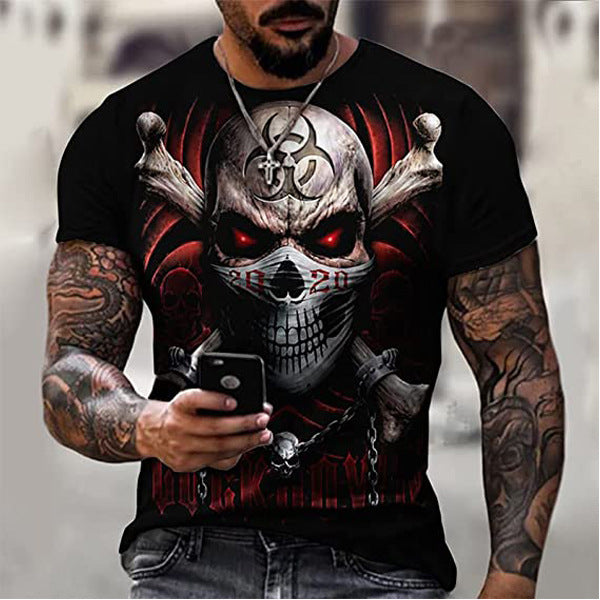 Men's Casual T-Shirt with Myth Pattern in Polyester Spandex
