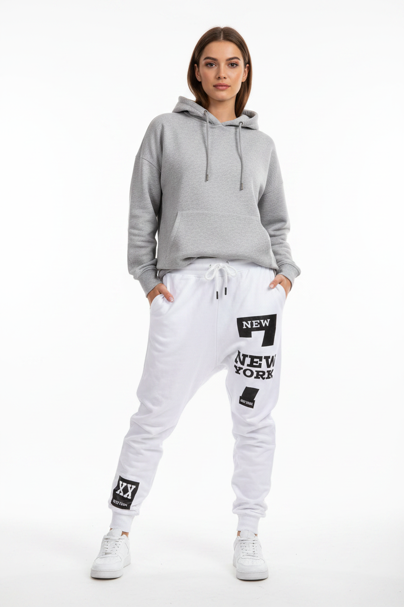 White New York Joggers